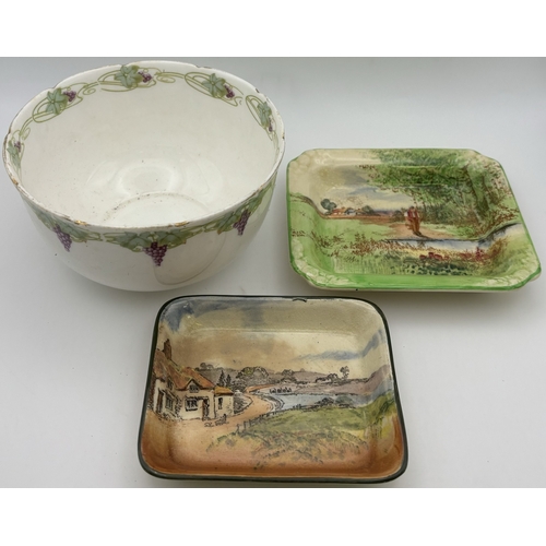 1677 - Collection of antique & vintage tableware. To include Victorian Mason's Watteau brown serving dish; ... 