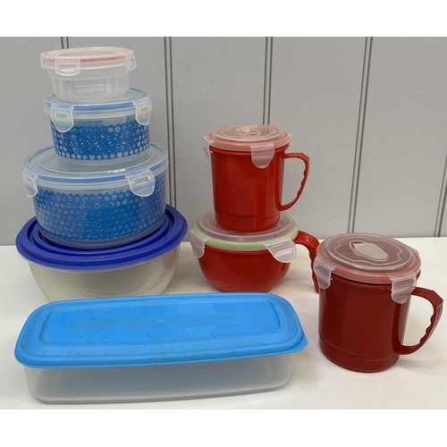 2152 - Large selection of mostly new/unused kitchenware. To include 'Poppy' dinnerware, tupperware, tablecl... 