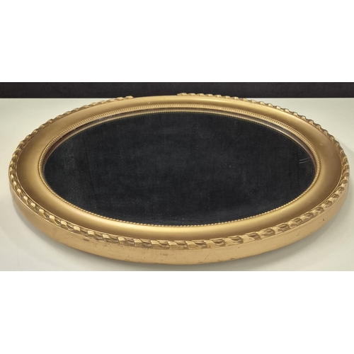 Antique oval mirror, with gilded frame. Dimensions 49cm x 59cm.