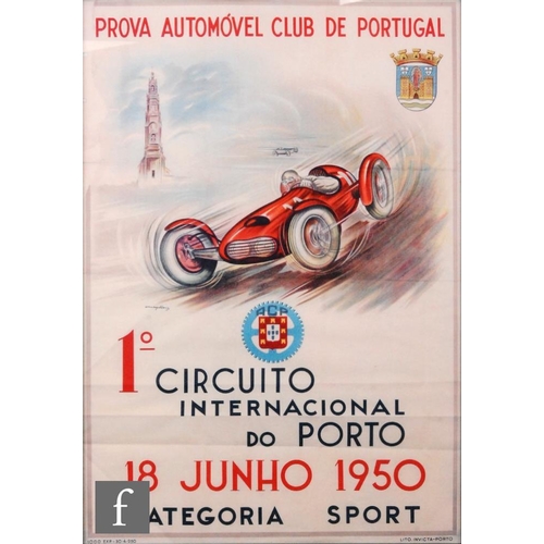 145 - Three replica 1950s Grand Prix Portuguese posters, 60cm x 41cm, framed (3)