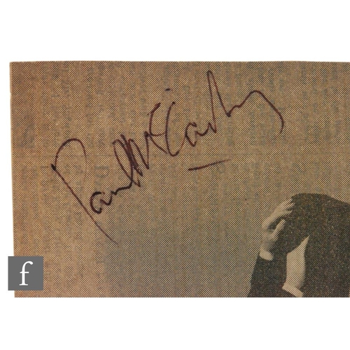 221 - Four Beatles signatures, each of the four black and white newspaper cuttings depicting John, Paul, R... 