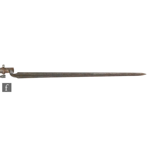 367 - A 19th breech loading converted two band musket with bayonet and ram rod.