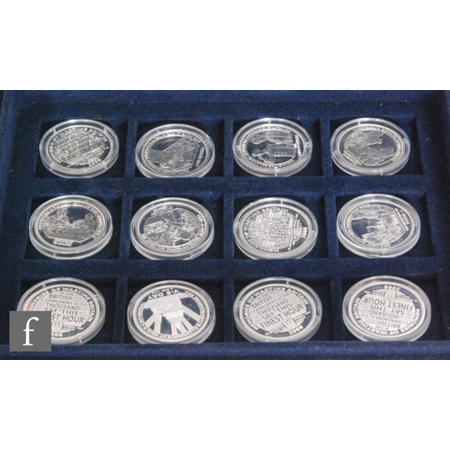 405 - A set of twelve silver proof coins titled Memories of Wartime Britain, with booklets, cased (12)