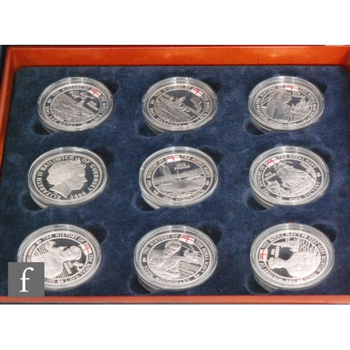 408 - Elizabeth II - Eighteen silver proof coins to commemorate the History of the Royal Navy for Alderney... 