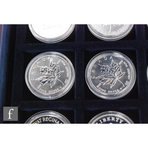 413 - Elizabeth II - Thirty six Canadian and New Zealand silver and nickel proof crowns and dollars, in as... 