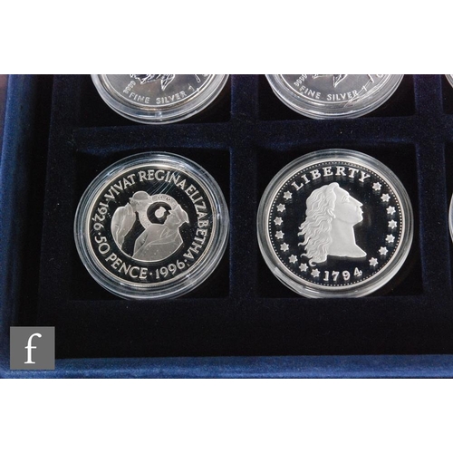 413 - Elizabeth II - Thirty six Canadian and New Zealand silver and nickel proof crowns and dollars, in as... 