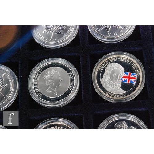 413 - Elizabeth II - Thirty six Canadian and New Zealand silver and nickel proof crowns and dollars, in as... 