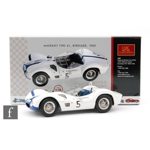 683 - A CMC M-062 Maserati Tipo 61 Birdcage 1960 1:18 scale diecast model, signed by Dan Gurney, limited e... 