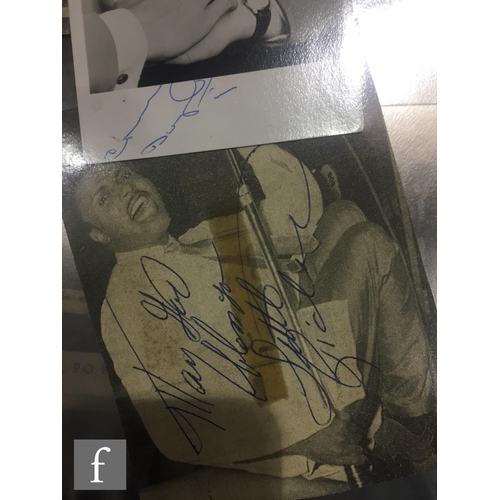 228 - A collection of various 1960s autographs, each on various newspaper cuttings, promotional cards and ... 