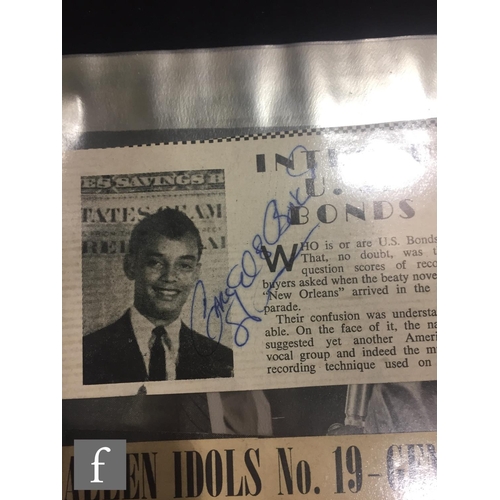 228 - A collection of various 1960s autographs, each on various newspaper cuttings, promotional cards and ... 