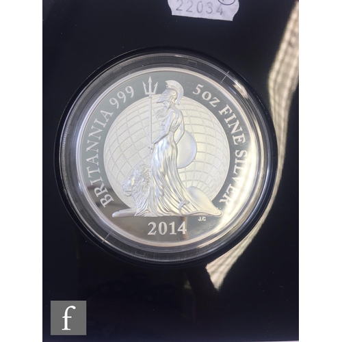 483 - Elizabeth II - Four five ounce silver proof coins to commemorate various events including the Olympi... 