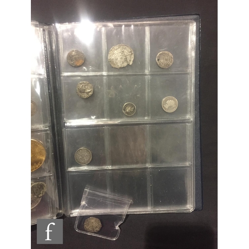 445 - Roman to Victoria - A small album containing denarius, hammered pennies , cut half's, groats etc (qt... 