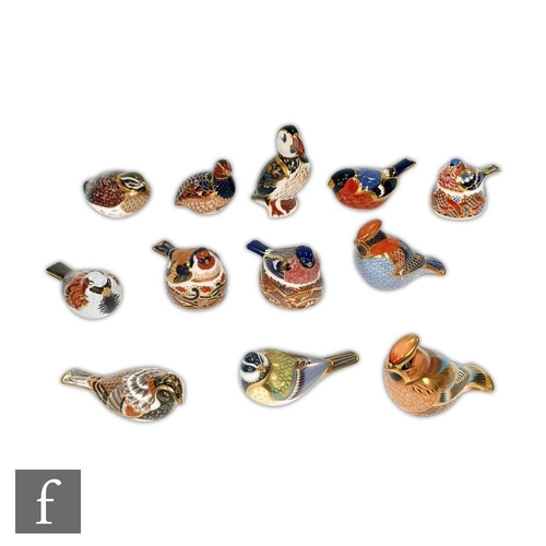 10 - Twelve Royal Crown Derby bird paperweights to include Chaffinch Nesting exclusively made for the Col... 