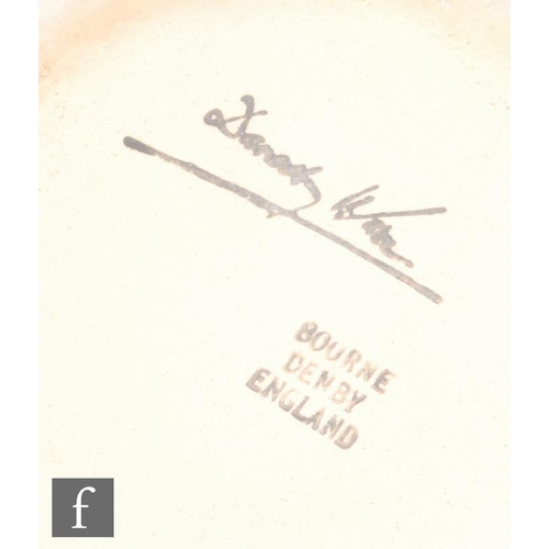 119 - A large Bourne Denby Danesby Ware jug decorated in an all over electric blue dribble glaze, printed ... 