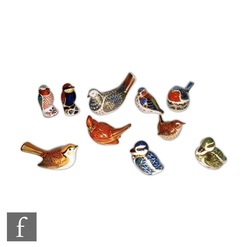 22 - Ten Royal Crown Derby bird paperweights to include Millennium Dove exclusively made for Govier's of ... 