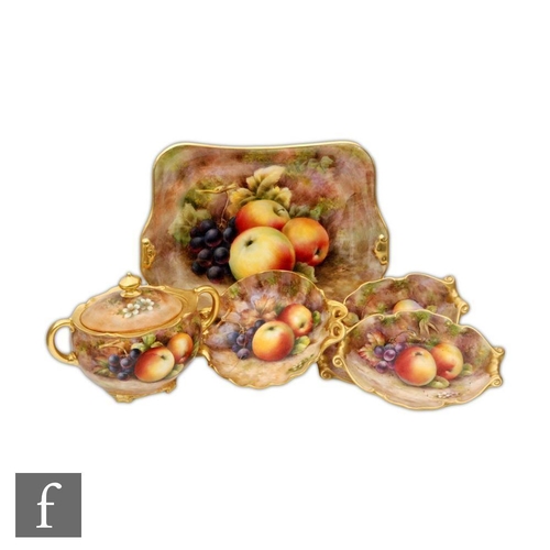 41 - A collection of later 20th Century 'Fine Bone China' decorated by former Royal Worcester artist Rich... 