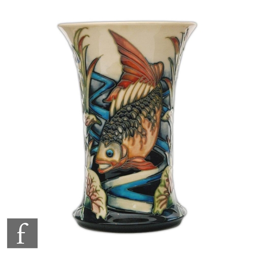 45 - A Moorcroft Pottery vase of flared form decorated in the Derwent pattern designed by Philip Gibson, ... 