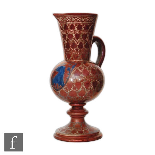 52 - A late 19th Century French ewer decorated in the Hispano-Moresque style by Emile Balon, with painted... 