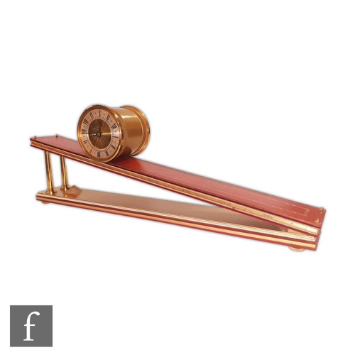 954 - A late 20th Century Dent inclined plane mantle clock, the inscribed centre bordered by a silvered ch... 