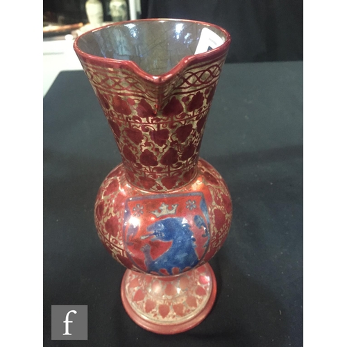 52 - A late 19th Century French ewer decorated in the Hispano-Moresque style by Emile Balon, with painted... 