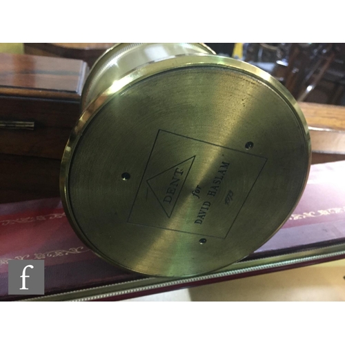 954 - A late 20th Century Dent inclined plane mantle clock, the inscribed centre bordered by a silvered ch... 