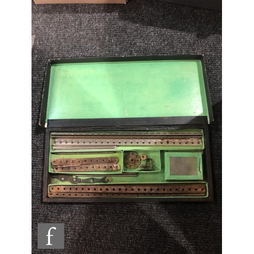 185 - A Meccano No. 1 Outfit contained in blue box with picture label to both sides of the lid, with instr... 