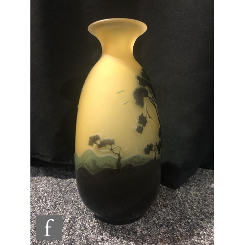 13 - Galle - An early 20th Century cameo glass vase, circa 1900, of compressed ovoid form with everted ri... 