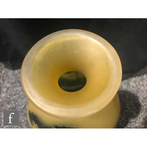 13 - Galle - An early 20th Century cameo glass vase, circa 1900, of compressed ovoid form with everted ri... 