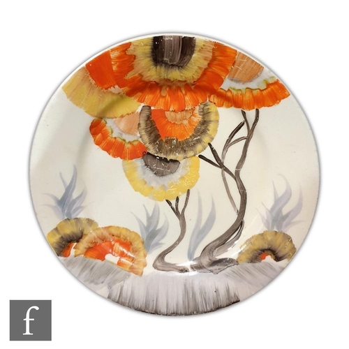 18 - A Clarice Cliff Rhodanthe pattern side plate circa 1934, hand painted with a stylised tree landscape... 