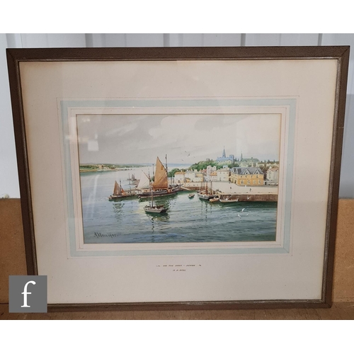 358 - A. D. BELL (1884-1966) - 'Off Newlyn, Cornwall', gouache, signed and dated 1945, A.D.Bell was the ps... 