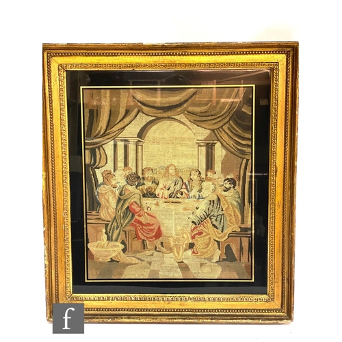 732 - A mid 19th Century Berlin wool work depicting The Last Supper, framed 44cm x 38cm, frame size 62cm x... 