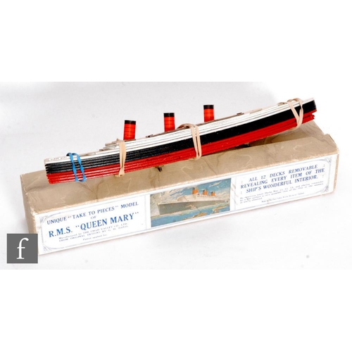 742 - A boxed Chad Valley 'Take to pieces' model of R.M.S Queen Mary, complete with key chart leaflet and ... 