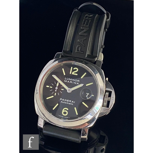 728 - A gentleman's stainless steel, Panerai Luminor Marina Firenze 1860, automatic wrist watch, batons, A... 