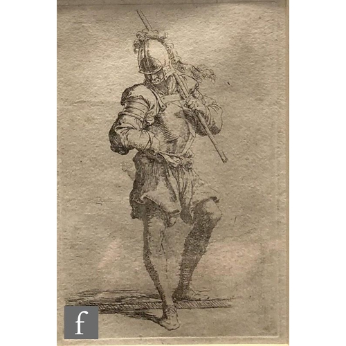 378 - AFTER SALVATOR ROSA (1615-1673) - 'Soldier with staff at his shoulder', engraving, 19th century impr... 