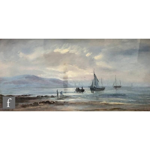 404 - G. FELTHAM (LATE 19TH CENTURY) - A moonlit estuary scene with fishing boats, oil on board, signed, f... 