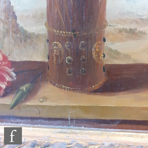 425 - AFTER RACHEL RAUSCH, (19TH CENTURY) - 'Flowers in the Window', painted with a brimming vase of flowe... 