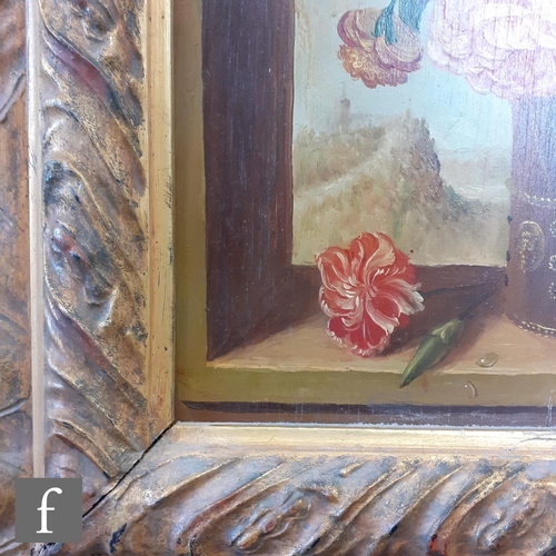 425 - AFTER RACHEL RAUSCH, (19TH CENTURY) - 'Flowers in the Window', painted with a brimming vase of flowe... 