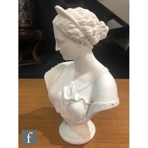 45 - A 19th Century Parian bust of a classical lady, raised to a socle base, unmarked, height 24cm.