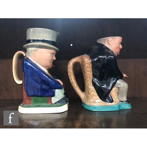 76 - Five assorted Winston Churchill character jugs comprising a Royal Winton 'Man of the Year' example, ... 