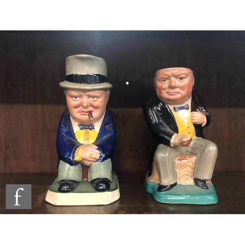 76 - Five assorted Winston Churchill character jugs comprising a Royal Winton 'Man of the Year' example, ... 