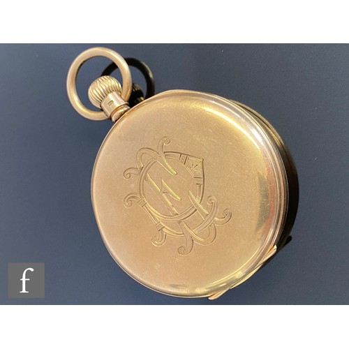 666 - A 9ct hallmarked open faced crown wind pocket watch, Roman numerals to a white enamelled dial, case ... 