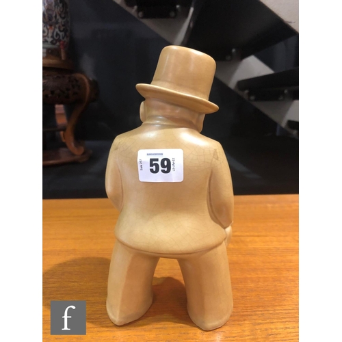 59 - A Bovey Pottery 'Our Gang' model of Winston Churchill, the whole glazed in buff, printed mark, heigh... 