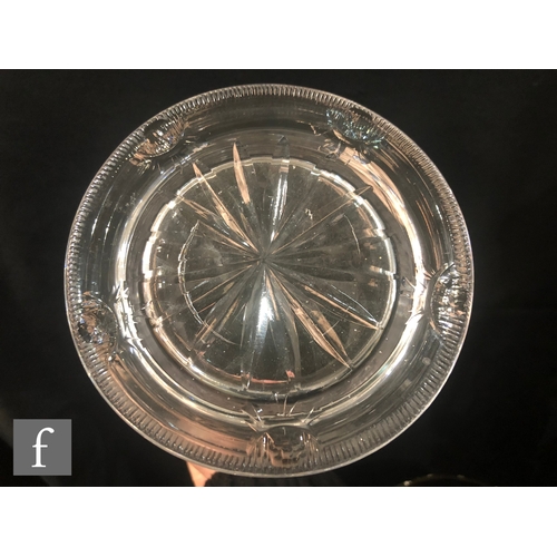 238 - An early 20th Century Webb Corbett clear crystal vase of footed cylindrical form with a flared rim, ... 