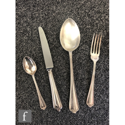 502 - A mid 20th Century silver plated canteen of cutlery for eight place setting to include dessert and d... 