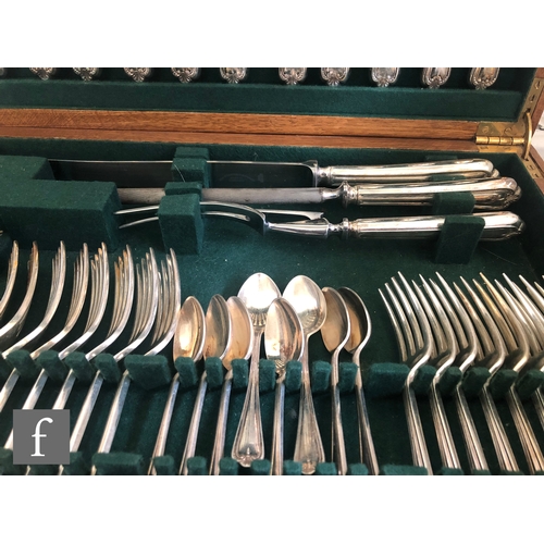 502 - A mid 20th Century silver plated canteen of cutlery for eight place setting to include dessert and d... 