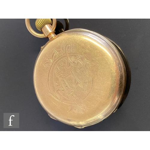 659 - A 9ct hallmarked crown wind, half hunter pocket watch, Roman numerals to a white enamelled dial, cas... 