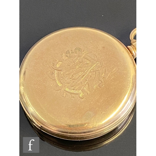 660 - A 9ct hallmarked full hunter crown wind pocket watch, Roman numerals to a white enamelled dial, case... 