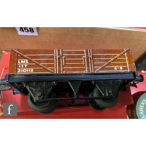 458 - A collection of O gauge Hornby items, to include rolling stock and accessories, comprising LMS wagon... 