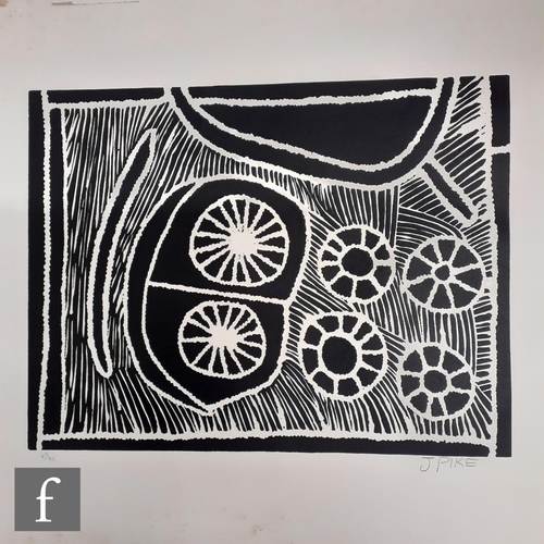 494 - JIMMY PIKE (AUSTRALIAN, 1940-2002) - Six circles, linocut, signed in pencil and numbered 43/95, unfr... 