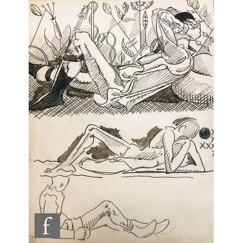 575 - ALBERT WAINWRIGHT (1898-1943) - A study depicting two semi nude young male figures surrounded by abs... 